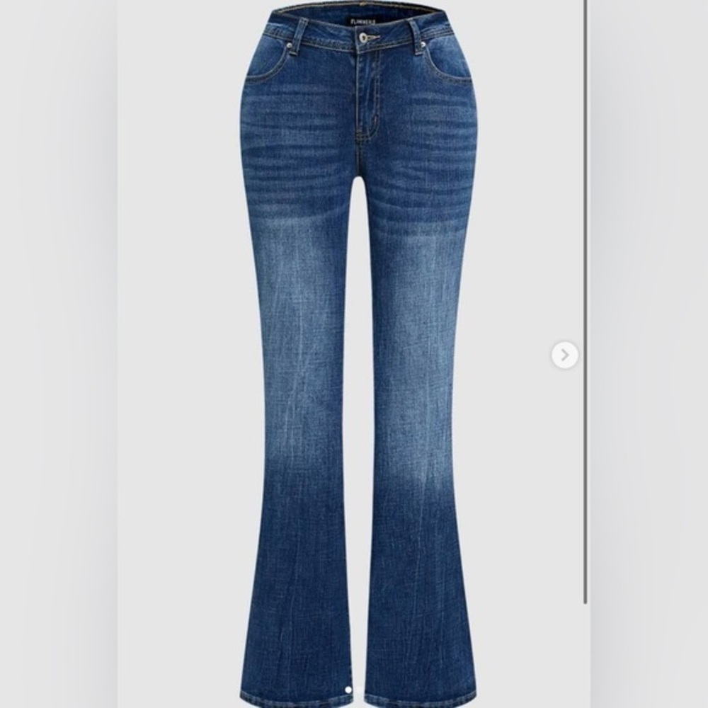 Flamingals flared leg denim jeans mid blue XL CC13-8